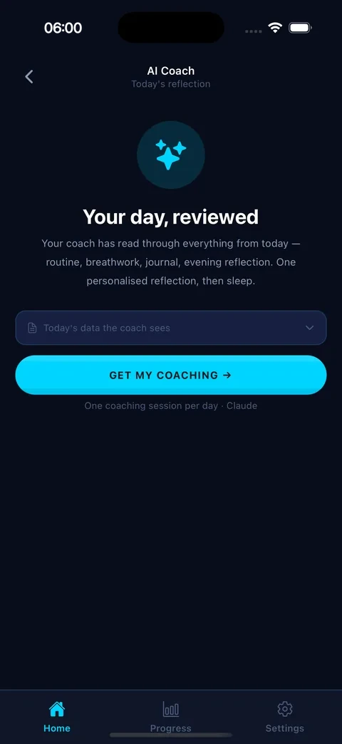AI Coach daily reflection screen