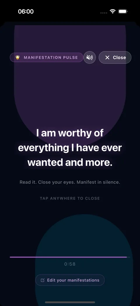 Manifestation Pulse full-screen affirmation